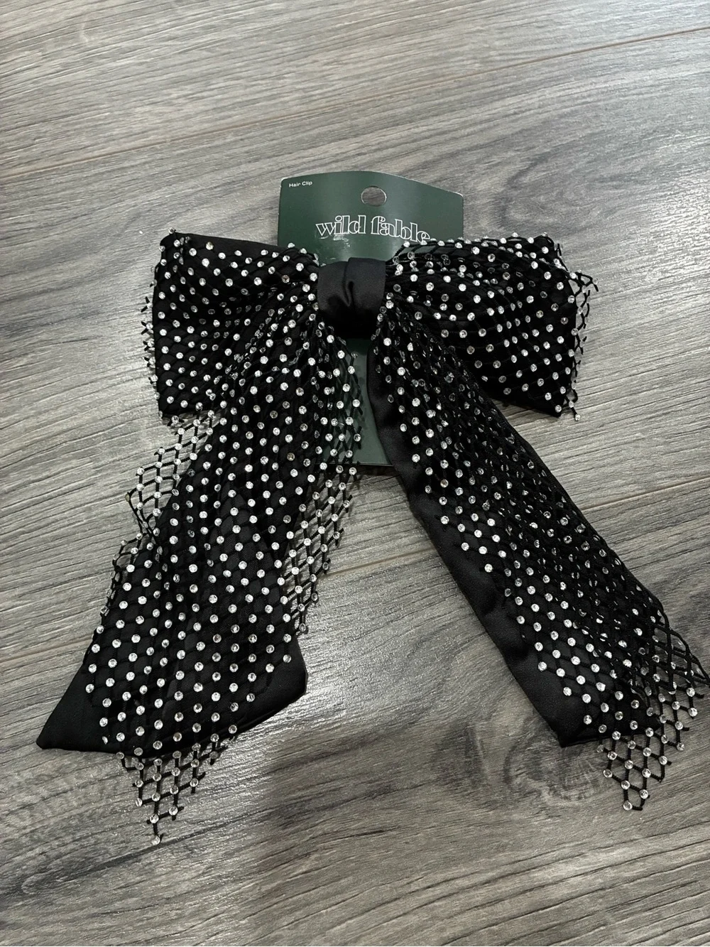wild fable Black and Red Floral Scarf with Black Decorative Hair Bows